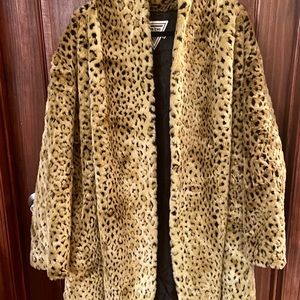Marvin Richards Faux Leopard Fur Swing Jacket 2X